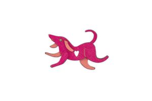 Rebel Skin Brooch 'Fuchsia Dog'