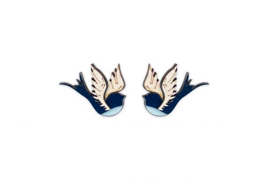  Rebel Skin Earrings 'Blue Bird'