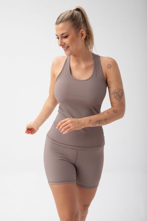 FeelJ Premium Ribbed Top Long Mocca